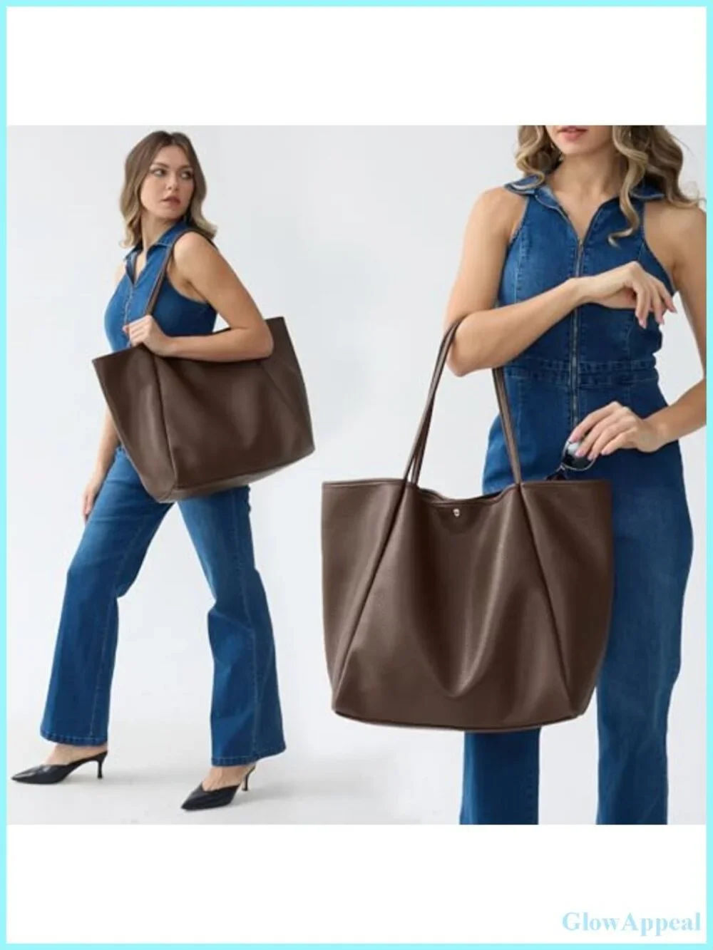 Oversize Pu Leather Tote Shopper Handbag Travel Weekender